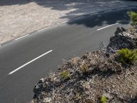 Top-Down View of Elevated Asphalt Road in Mallorca, Spain