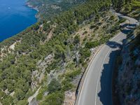 Top-Down View of an Elevated Road in Mallorca, Spain