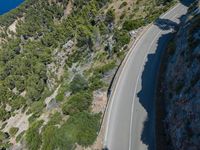 Top-Down View of an Elevated Road in Mallorca, Spain