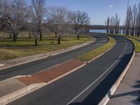 Top Down View of Road Curve in Landscape