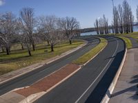 Top Down View of Road Curve in Landscape