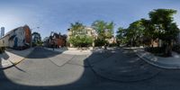 a view of a very big street from below on this one foot trip 360 - degree image