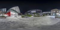 a 360 - view photograph shows the urban landscape as if taken from an outside ramp