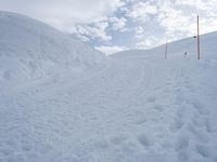 a man riding a snowboard down a snow covered slope on a ski slope on skis