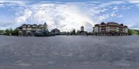 a fisheye view of a town street in the country of montana, which is part of a national park and also a small city