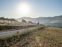 Tuscany Italy Sunrise on Rural Road with Nature