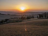 Tuscany Landscape: Sunrise with Golden Sunlight