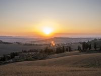 Tuscany Landscape: Sunrise with Golden Sunlight