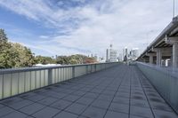 the walkway has been opened to see a view of the city skyline as well as modern buildings
