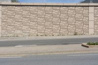 a man is riding a bike past the curb with some plants behind him, in front of the wall