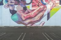 Urban Art District in Los Angeles: Vibrant Mural in a Parking Lot