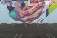 Urban Art District in Los Angeles: Vibrant Mural in a Parking Lot