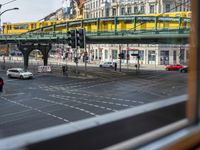 Urban Berlin Cityscape with Yellow Buildings and Road
