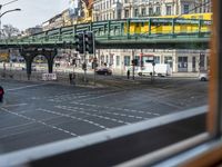 Urban Berlin Cityscape with Yellow Buildings and Road