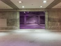 Urban City at Night: Lit Up Underpass and Subway