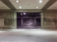 Urban City at Night: Lit Up Underpass and Subway