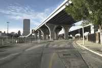 Urban cityscape with concrete bridge and road in Chicago, Illinois, USA