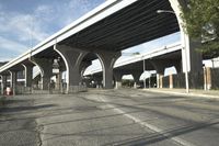 Urban cityscape with concrete bridge and road in Chicago, Illinois, USA