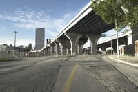 Urban cityscape with concrete bridge and road in Chicago, Illinois, USA