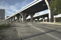 Urban cityscape with concrete bridge and road in Chicago, Illinois, USA