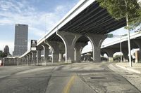 Urban cityscape with concrete bridge and road in Chicago, Illinois, USA