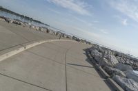 Urban cityscape with concrete street and skyline of Milwaukee, Wisconsin