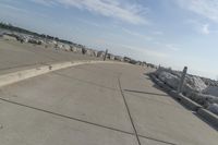 Urban cityscape with concrete street and skyline of Milwaukee, Wisconsin