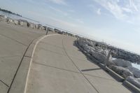 Urban cityscape with concrete street and skyline of Milwaukee, Wisconsin