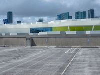 Urban Cityscape of Miami, Florida, USA with Parking Lot and Cloudy Day