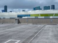 Urban Cityscape of Miami, Florida, USA with Parking Lot and Cloudy Day