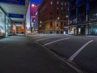 Urban Cityscape at Night with Modern Architecture