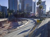 Urban Cityscape with Skyway Bridge and Skyscrapers on a Sunny Day