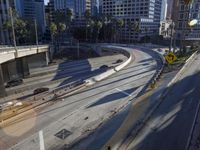 Urban Cityscape with Skyway Bridge and Skyscrapers on a Sunny Day
