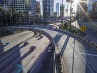 Urban Cityscape with Skyway Bridge and Skyscrapers on a Sunny Day