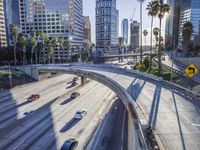 Urban Cityscape with Skyway Bridge and Skyscrapers on a Sunny Day