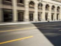 Urban Cityscape with Yellow Road Lines