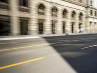 Urban Cityscape with Yellow Road Lines