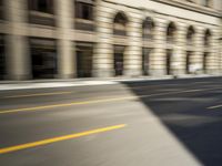 Urban Cityscape with Yellow Road Lines