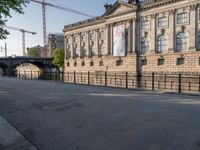 this building is home to a giant construction crane near the entrance to the museum in berlin