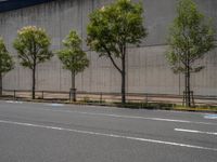 empty road with white lines on the streets of city area against cloudy blue sky on a sunny day