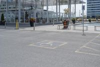 a parking lot with an outside area next to it and an area in the background