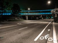 Urban Design: A Curved Bridge in the City at Night