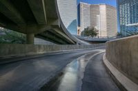 the empty road in the city is very quiet and empty, so the vehicles must be out for a few minutes on the road