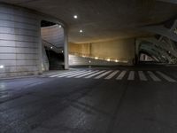 there is a crosswalk in the underpass and light on it's side