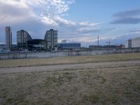 an airport is shown in this photo, the sky is mostly clear and there are no clouds