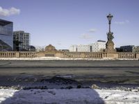 Urban Landscape with City Buildings and Water Feature