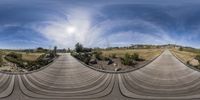 a view from the bottom of a skateboard ramp that has lines going through it