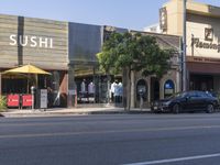 Urban Landscape in Los Angeles: Storefronts and Asphalt Roads