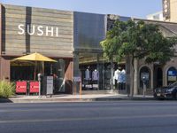 Urban Landscape in Los Angeles: Storefronts and Asphalt Roads