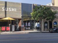 Urban Landscape in Los Angeles: Storefronts and Asphalt Roads